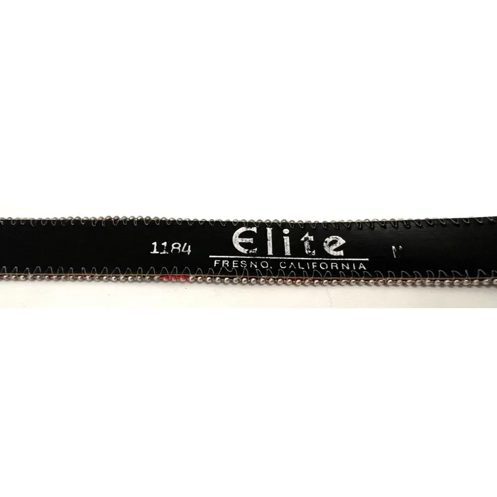 Vintage 1990s Elite of California tapestry belt with silver bead detail. 35